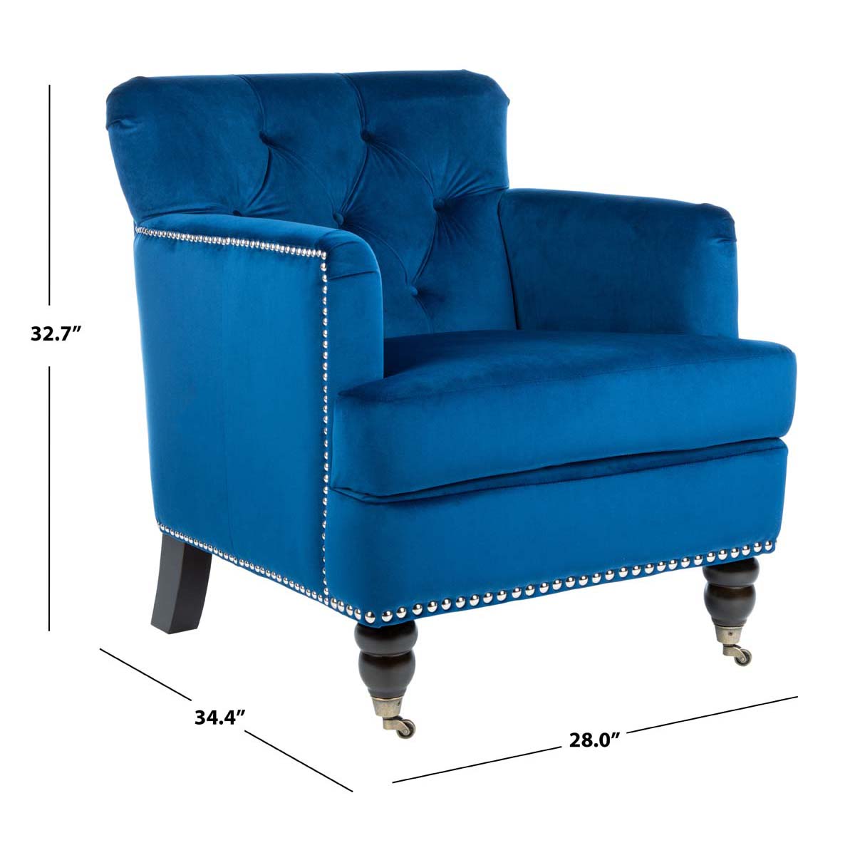Safavieh Colin Tufted Club Chair , HUD8212 - Navy / Espresso