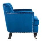 Safavieh Colin Tufted Club Chair , HUD8212 - Navy / Espresso