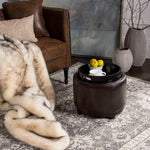 Safavieh Chelsea Round Tray Ottoman , HUD8232 - Brown