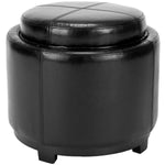 Safavieh Chelsea Round Tray Ottoman , HUD8232 - Black