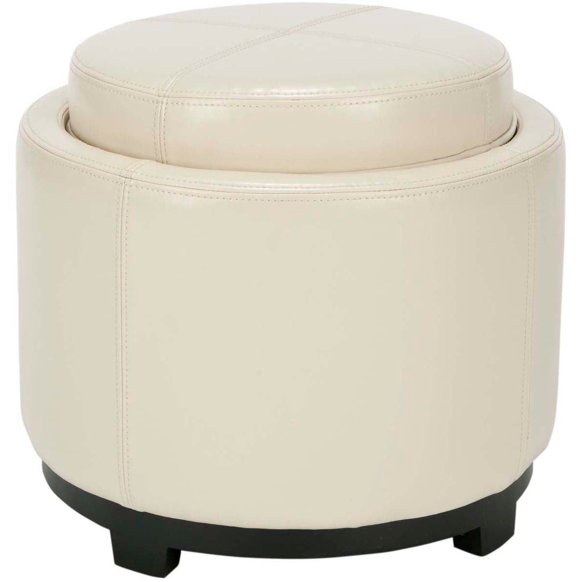 Safavieh Chelsea Round Tray Ottoman , HUD8232 - Flat Cream