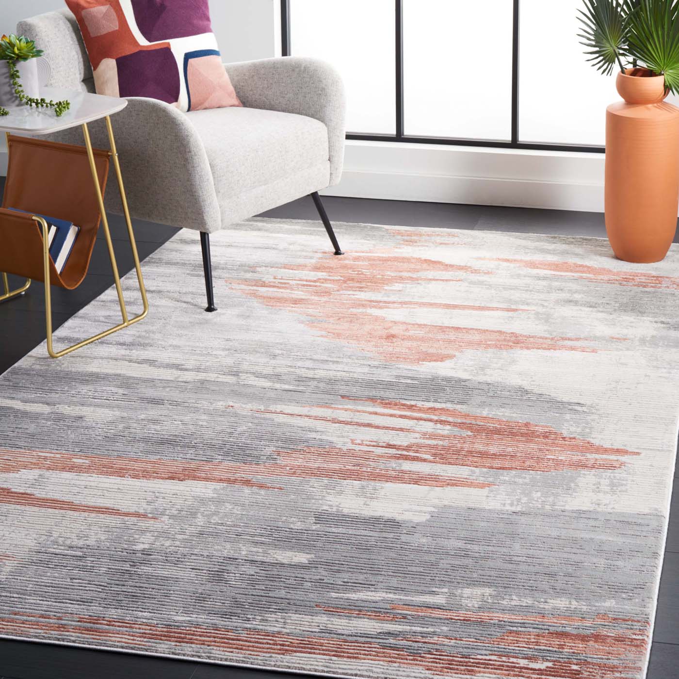 Safavieh Invista 534 Rug, INV534 - Light Grey / Rust
