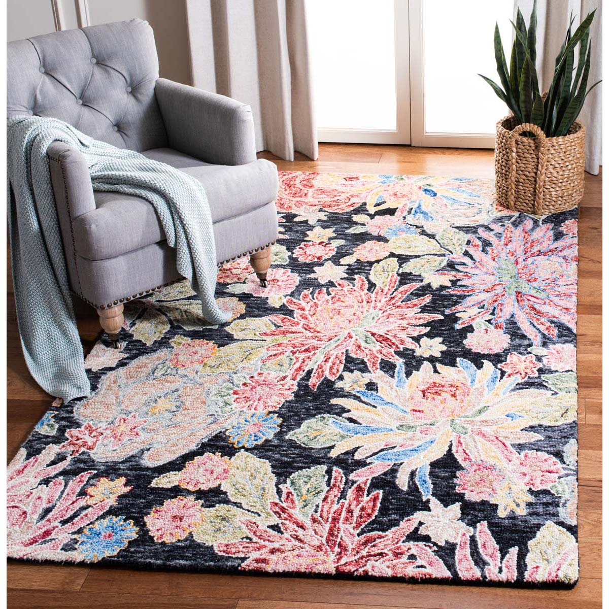 Safavieh Jardin 251 Rug, JAR251 - Charcoal / Red
