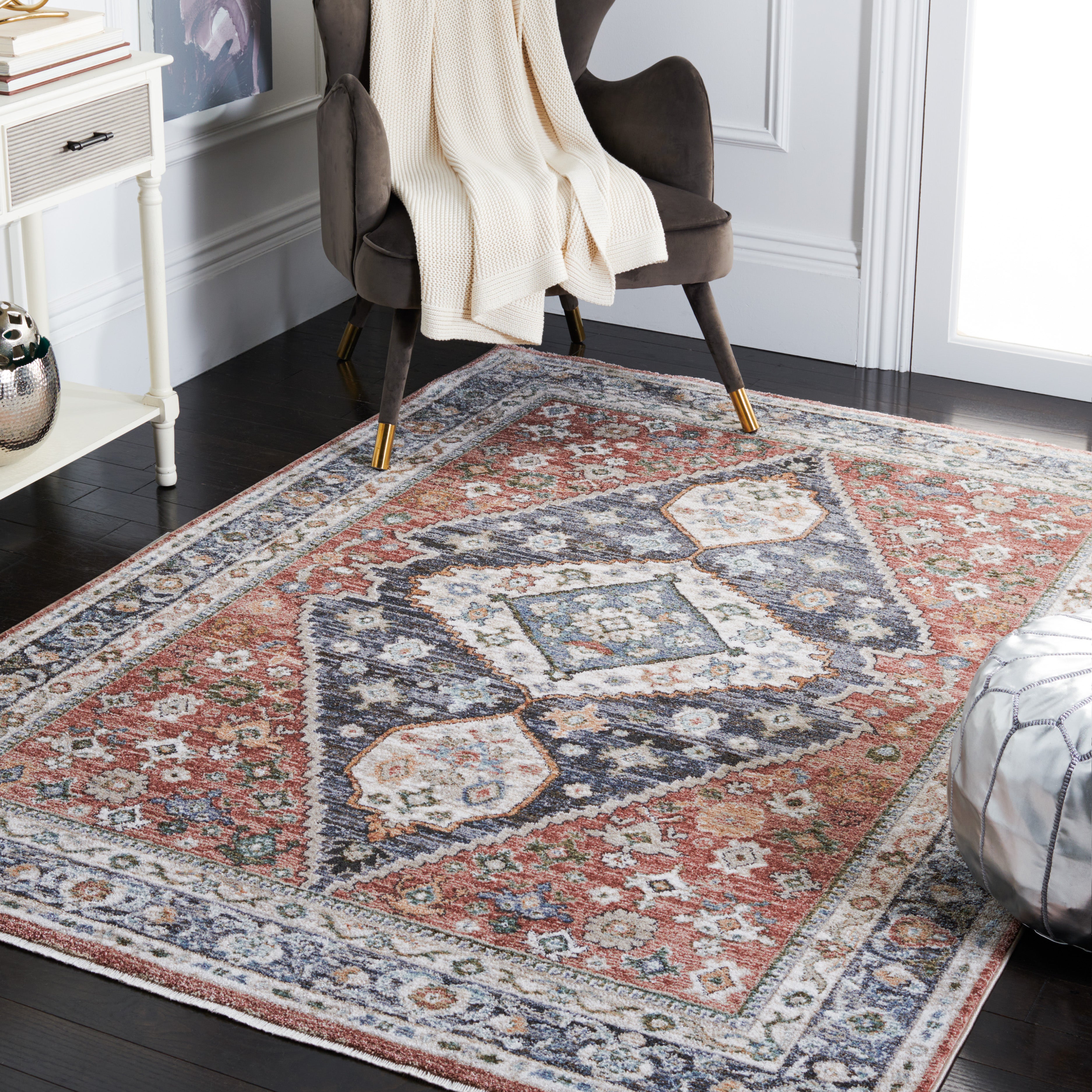 Safavieh Jasmine 329 Rug, JSM329 - Rust / Navy