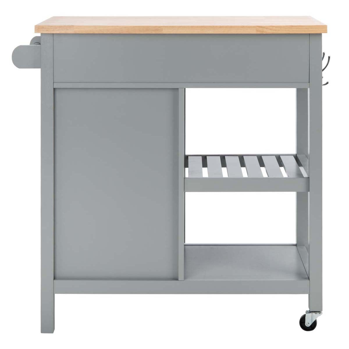 Safavieh Locklyn 1 Door 2 Drawer 2 Shelf Kitchen Cart , KCH8703 - Grey / Natural