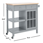 Safavieh Locklyn 1 Door 2 Drawer 2 Shelf Kitchen Cart , KCH8703 - Grey / Natural