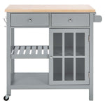 Safavieh Locklyn 1 Door 2 Drawer 2 Shelf Kitchen Cart , KCH8703 - Grey / Natural