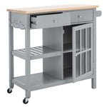 Safavieh Locklyn 1 Door 2 Drawer 2 Shelf Kitchen Cart , KCH8703 - Grey / Natural