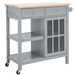 Safavieh Locklyn 1 Door 2 Drawer 2 Shelf Kitchen Cart , KCH8703 - Grey / Natural