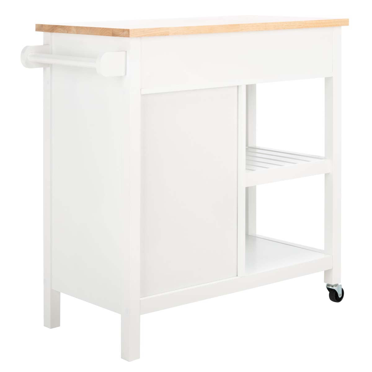 Safavieh Locklyn 1 Door 2 Drawer 2 Shelf Kitchen Cart , KCH8703 - White / Natural