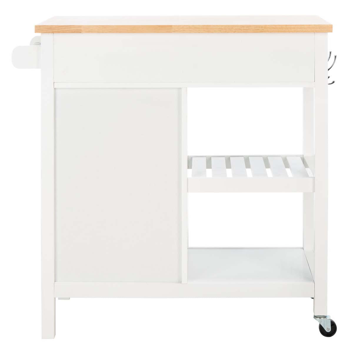 Safavieh Locklyn 1 Door 2 Drawer 2 Shelf Kitchen Cart , KCH8703 - White / Natural