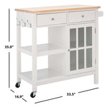 Safavieh Locklyn 1 Door 2 Drawer 2 Shelf Kitchen Cart , KCH8703 - White / Natural
