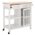 Safavieh Locklyn 1 Door 2 Drawer 2 Shelf Kitchen Cart , KCH8703 - White / Natural