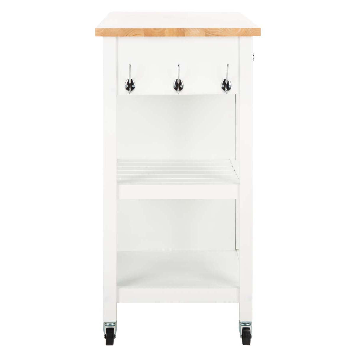 Safavieh Locklyn 1 Door 2 Drawer 2 Shelf Kitchen Cart , KCH8703 - White / Natural