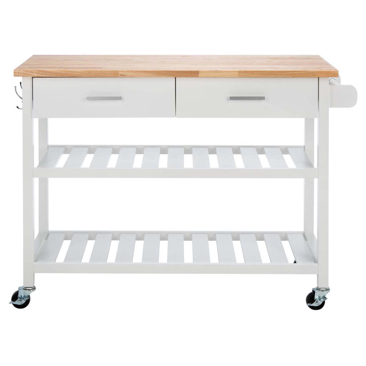 Safavieh Kiko 2 Drawer 2 Shelf Kitchen Cart , KCH8704 - White / Natural