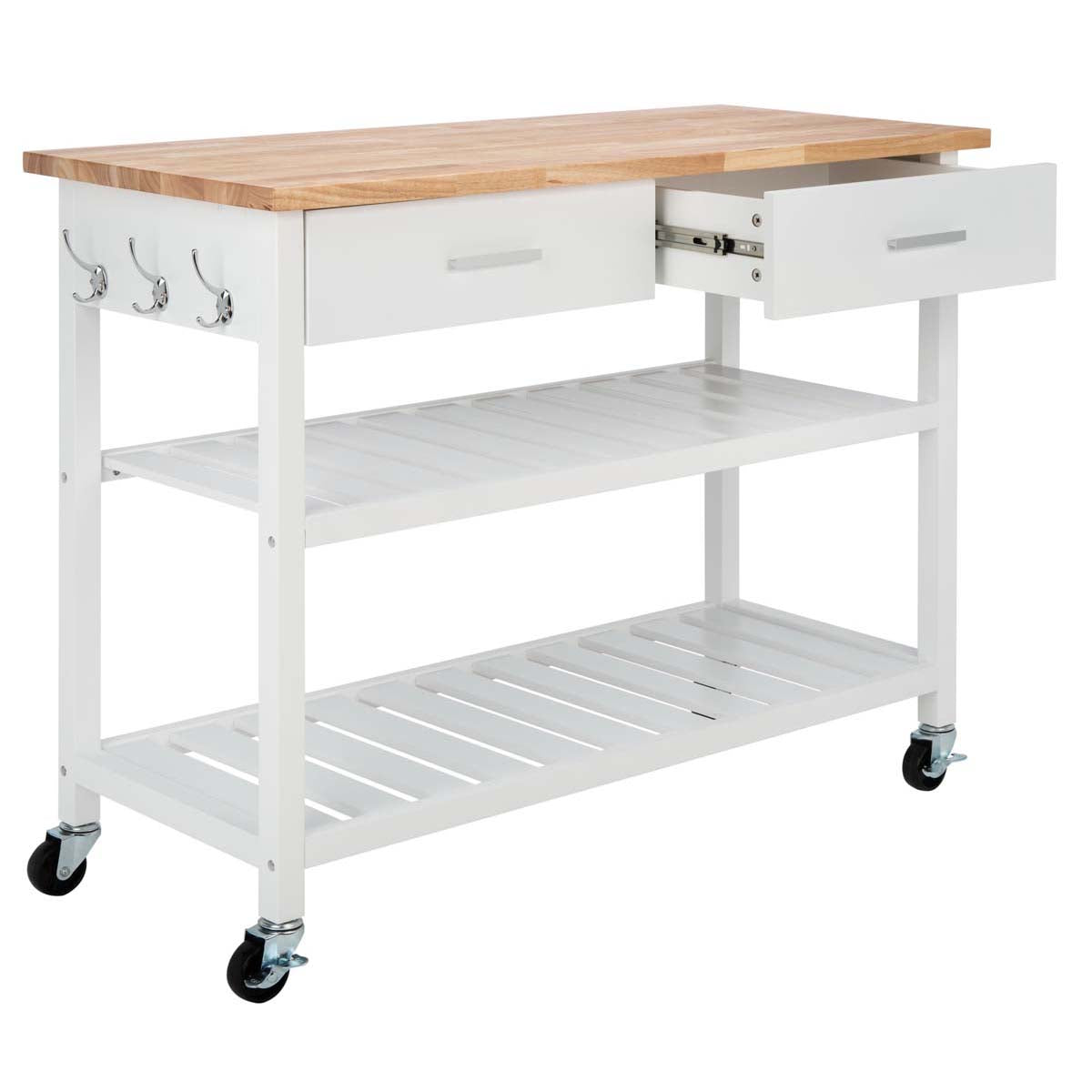 Safavieh Kiko 2 Drawer 2 Shelf Kitchen Cart , KCH8704 - White / Natural