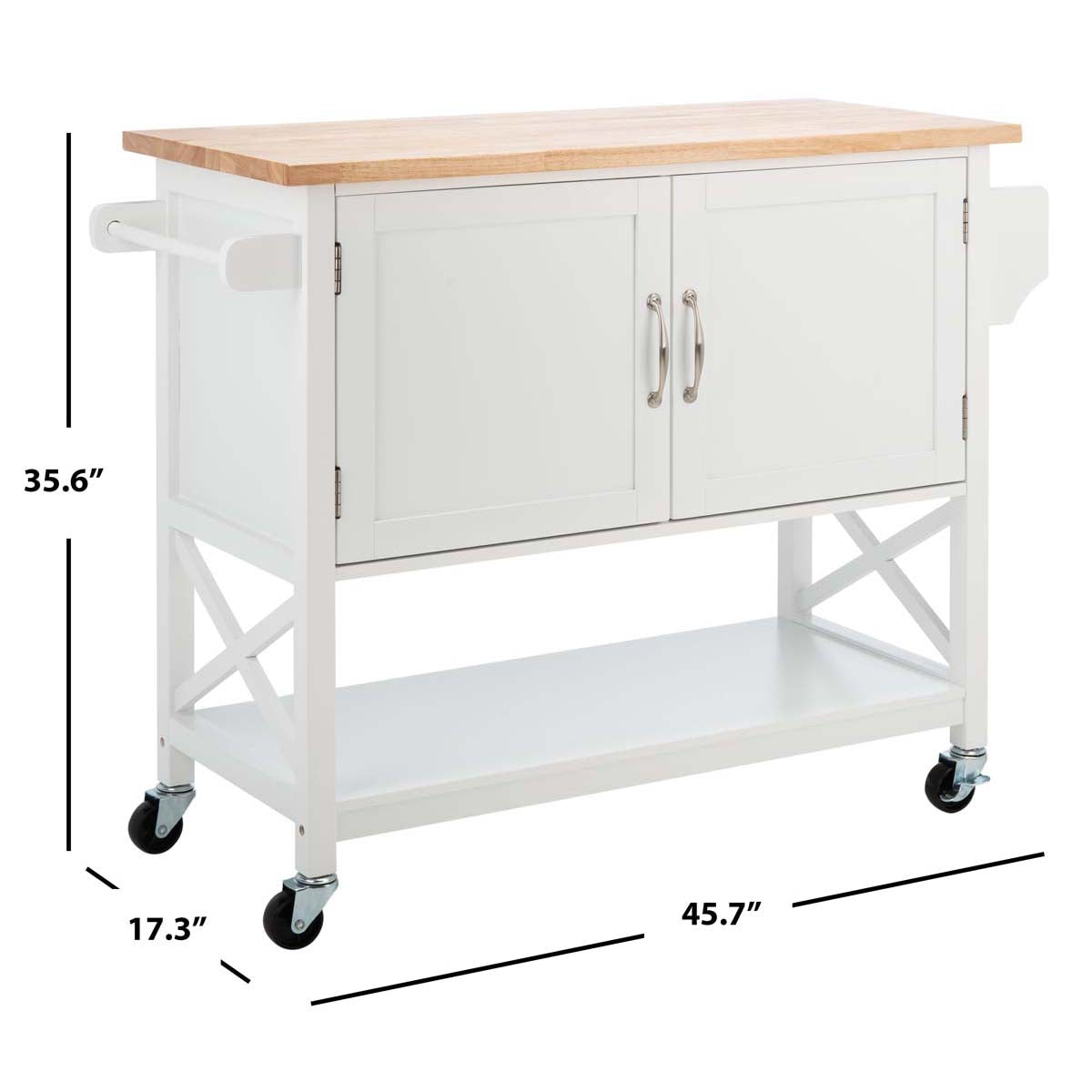 Safavieh Kesler 2 Door 1 Shelf Kitchen Cart , KCH8705 - White / Natural