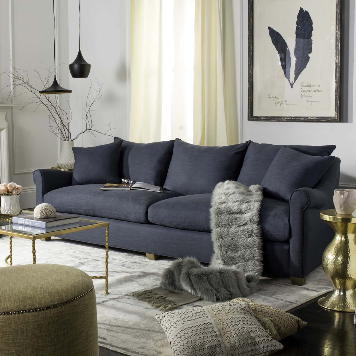 Safavieh Couture Fraiser Linen Sofa, knt4024