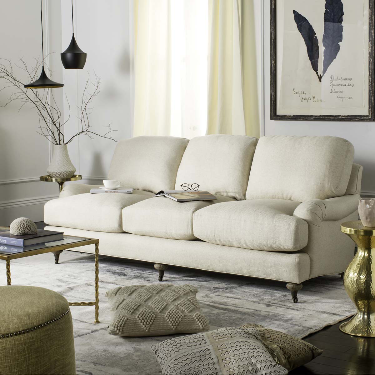 Safavieh Couture Calvin Natural Linen Sofa - Natural