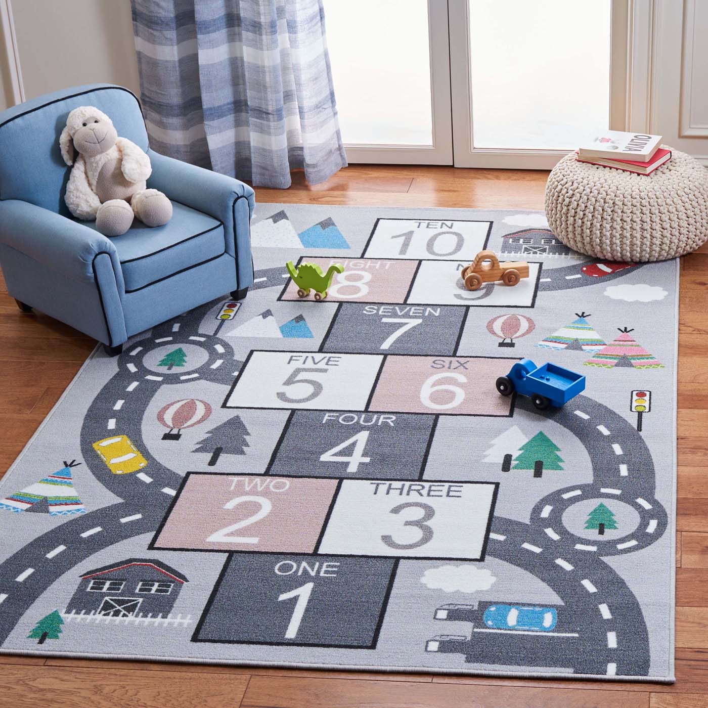 Safavieh Kids Playhouse 226 Rug, KPH226 - Grey / Pink