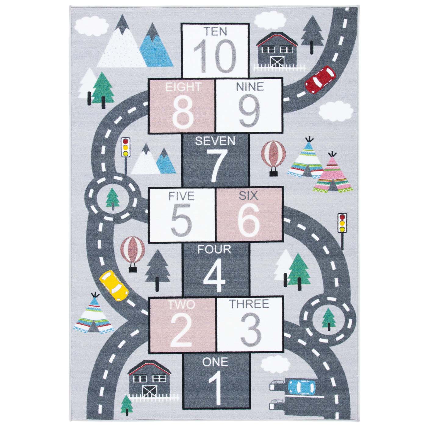 Safavieh Kids Playhouse 226 Rug, KPH226 - Grey / Pink