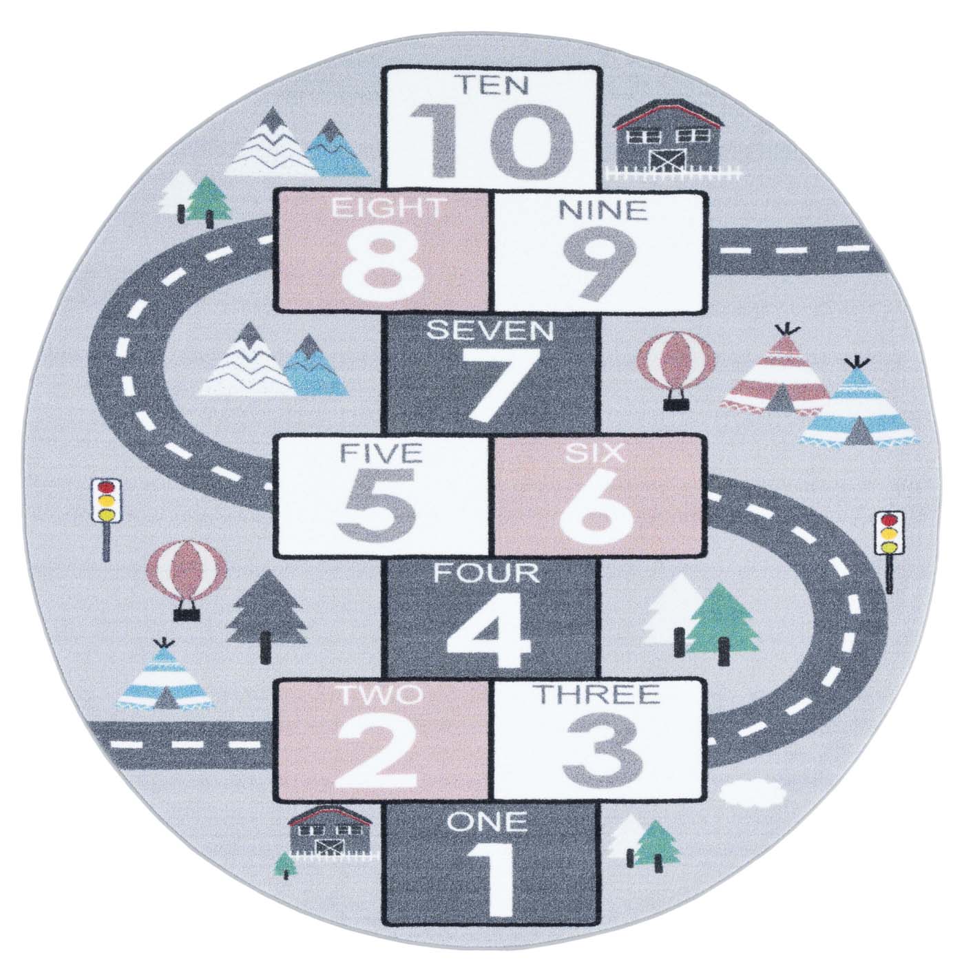 Safavieh Kids Playhouse 226 Rug, KPH226 - Grey / Pink