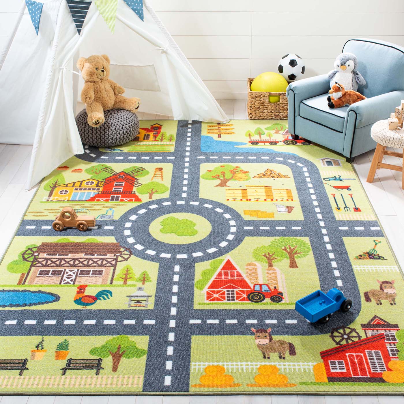 Safavieh Kids Playhouse 232 Rug, KPH232 - Light Green / Dark Grey