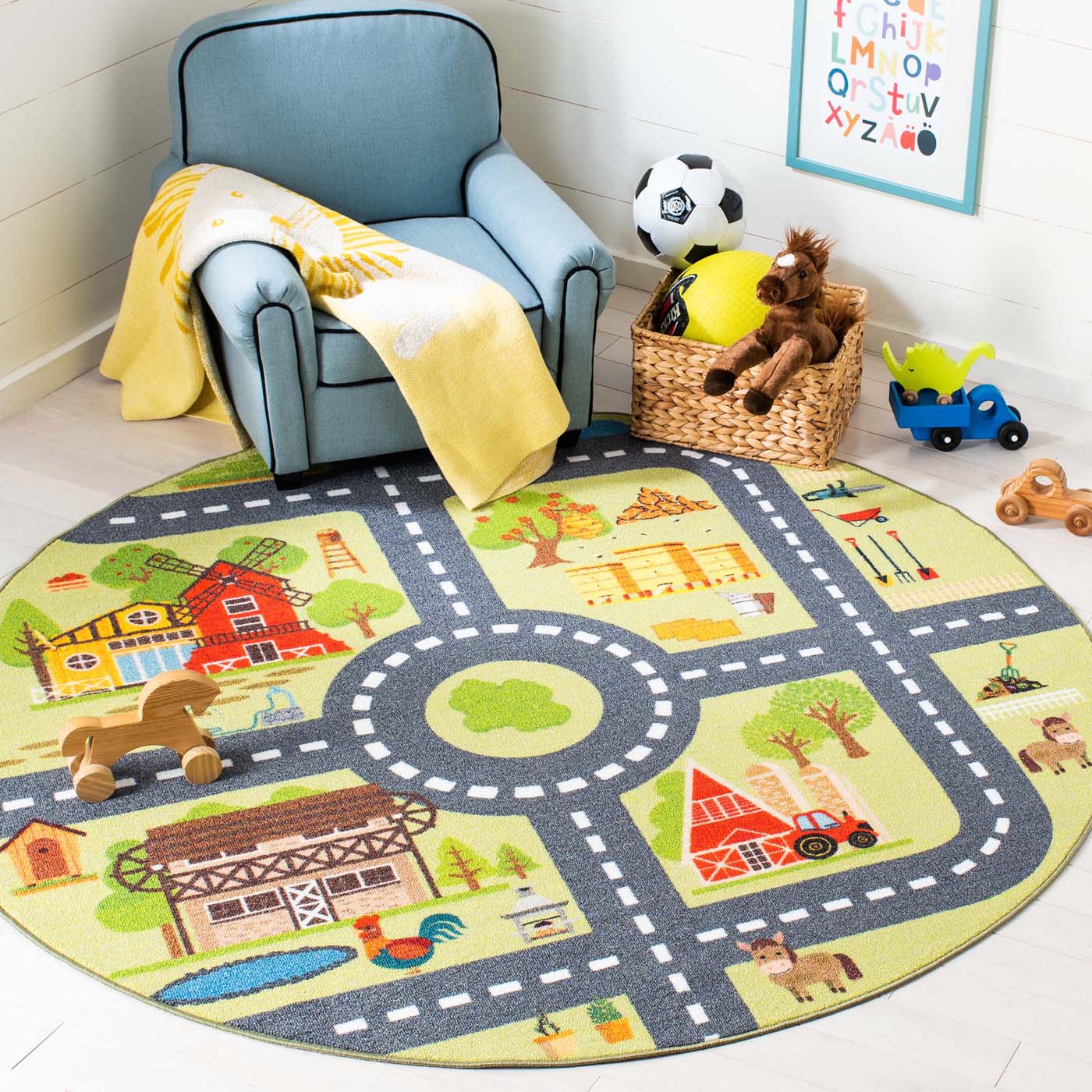 Safavieh Kids Playhouse 232 Rug, KPH232 - Light Green / Dark Grey