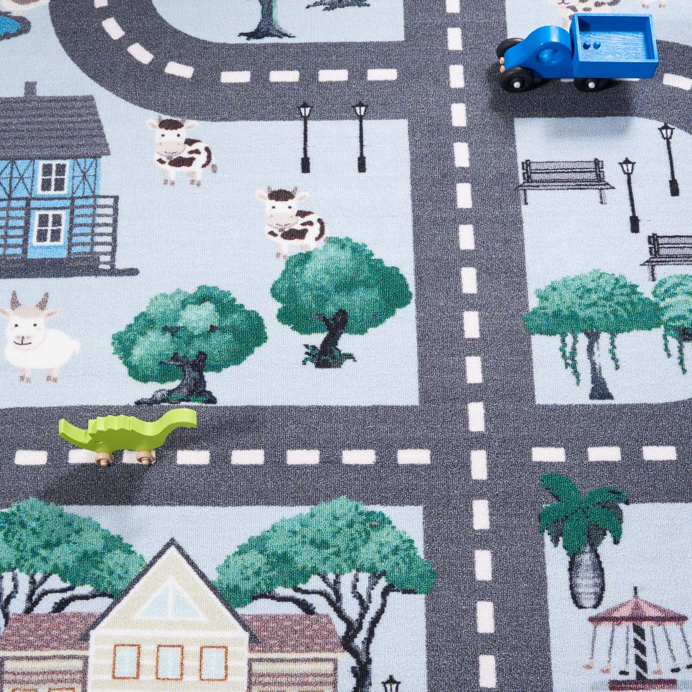 Safavieh Kids Playhouse 235 Rug, KPH235 - Blue / Dark Grey