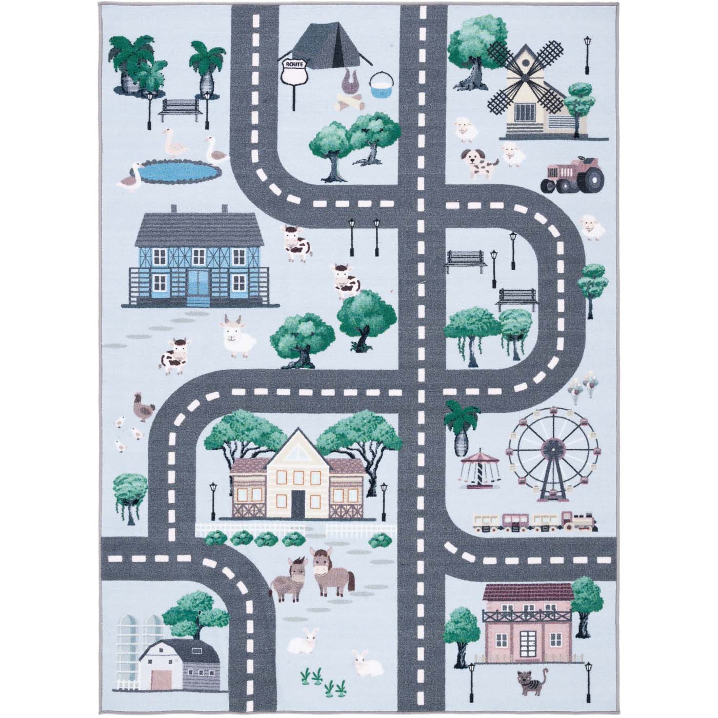 Safavieh Kids Playhouse 235 Rug, KPH235 - Blue / Dark Grey