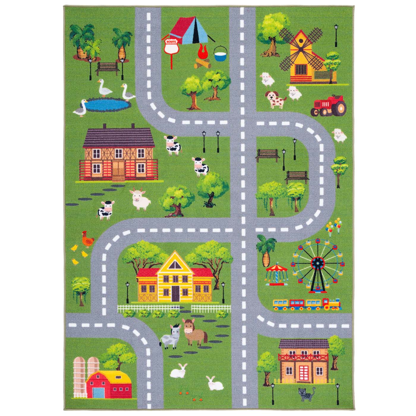 Safavieh Kids Playhouse 235 Rug, KPH235 - Dark Green / Light Grey