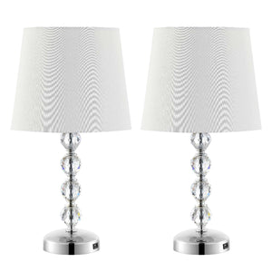 Safavieh Nola Stacked Crystal Ball Lamp W/ USB Port(Set of 2), LIT4123