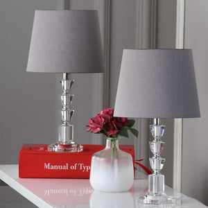 Safavieh Harlow 16 Inch H Tiered Crystal Dark Grey Lamp (Set of 2), LIT4125