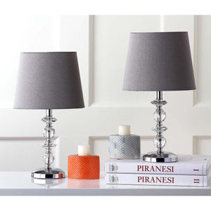Safavieh Derry 15 Inch H Stacked Crystal Lamp(Set of 2), LIT4130
