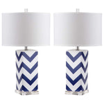 Safavieh Chevron 27 Inch H Stripe Table Lamp, LIT4136 - Navy (Set of 2)