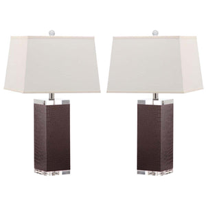 Safavieh Deco 27 Inch H Leather Table Lamp(Set of 2), LIT4143