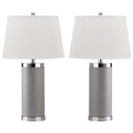 Safavieh Leather 25 Inch H Column Table Lamp, LIT4144 - Grey (Set of 2)