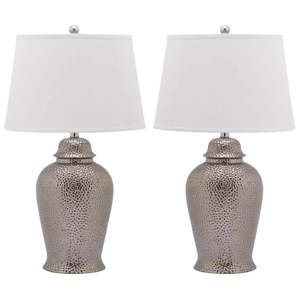 Safavieh Sterling 27.5 Inch H Ginger Jar Lamp, LIT4147 - Silver (Set of 2)