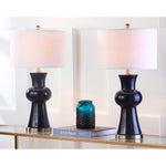 Safavieh Lola 30 Inch H Column Lamp, LIT4150 - Navy (Set of 2)