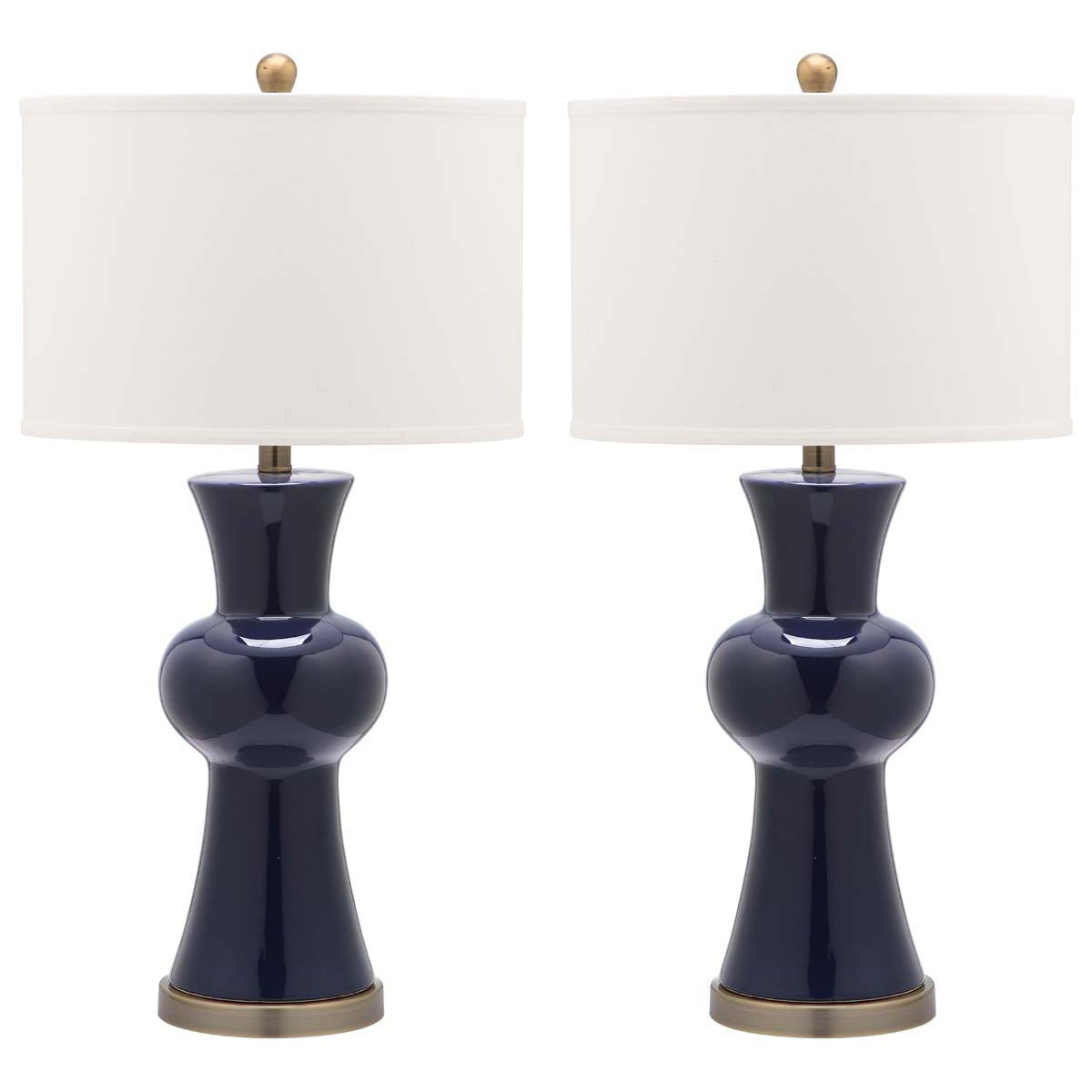 Safavieh Lola 30 Inch H Column Lamp, LIT4150 - Navy (Set of 2)