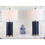Safavieh Roxanne 26 Inch H Table Lamp, LIT4152 - Navy (Set of 2)