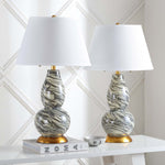 Safavieh Color Swirls 28 Inch H Glass Table Lamp, LIT4159 - Gery/White (Set of 2)