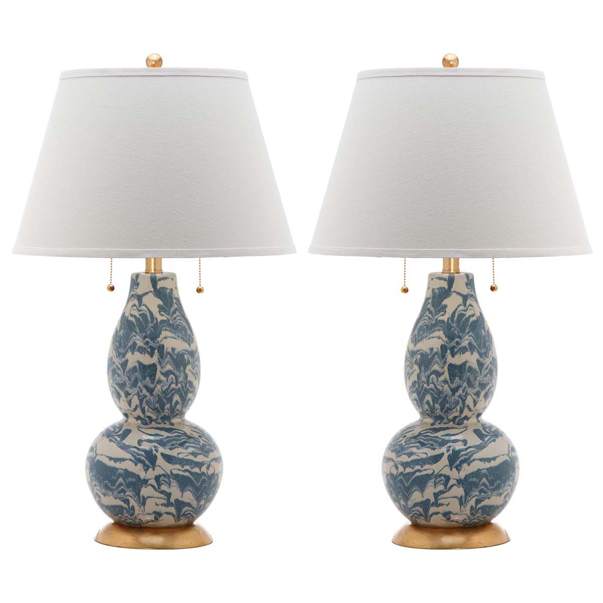 Safavieh Color Swirls 28 Inch H Glass Table Lamp, LIT4159 - Light Blue/White (Set of 2)