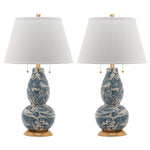 Safavieh Color Swirls 28 Inch H Glass Table Lamp, LIT4159 - Light Blue/White (Set of 2)