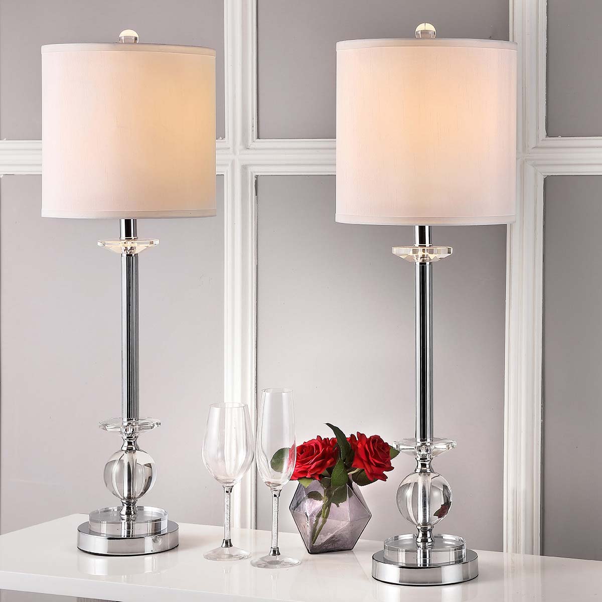 Safavieh Marla 31 Inch H Crystal Candlestick Lamp, LIT4165 - Clear (Set of 2)