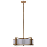 Safavieh Dark Grey 5 Light Antique Gold 21 Inch Dia Drum Adjustable Pendant Light, LIT4185 - Antique Gold