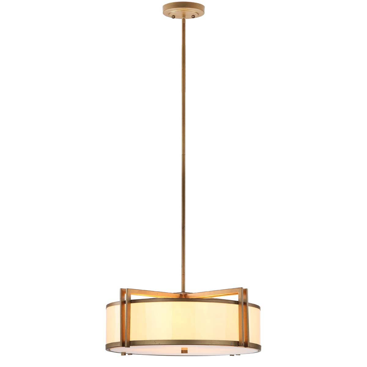 Safavieh Dark Grey 5 Light Antique Gold 21 Inch Dia Drum Adjustable Pendant Light, LIT4185 - Antique Gold