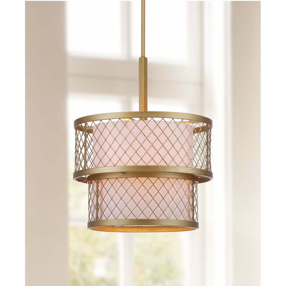 Safavieh Evie Antique 6 Light Gold 17 Inch Dia Mesh Adjustable Pendant, LIT4200 - Antique Gold