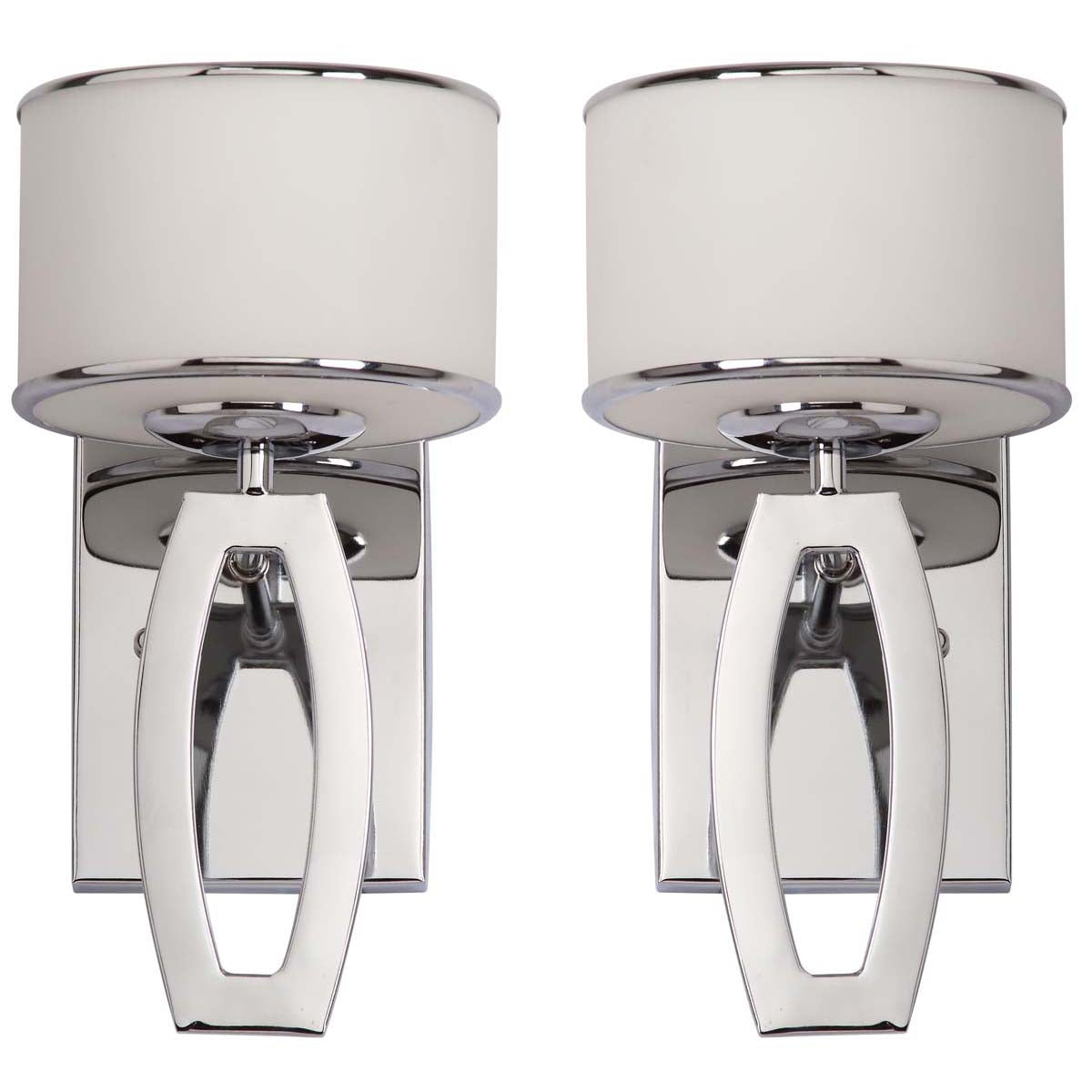 Safavieh Lenora 2 Light Chrome 12.75 Inch H Drum Sconce, LIT4206 - Chrome (Set of 2)