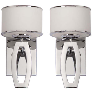 Safavieh Lenora 2 Light Chrome 12.75 Inch H Drum Sconce(Set of 2), LIT4206